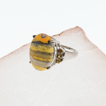 Sky Jewelry Серебряное кольцо с яшмой и цитрином   Вкус лета