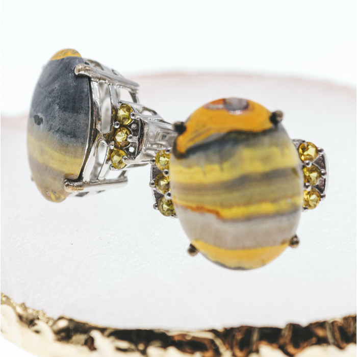 Sky Jewelry Серебряное кольцо с яшмой и цитрином   Вкус лета