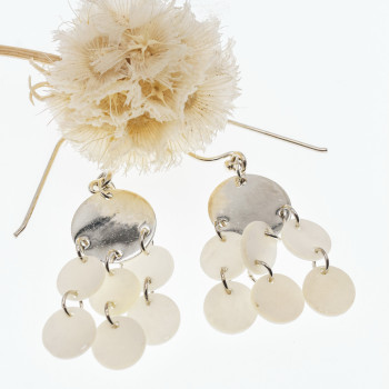 Sky Jewelry Серебряные серьги с перламутром  Вечеринка