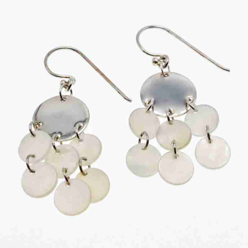 Sky Jewelry Серебряные серьги с перламутром  Вечеринка