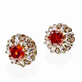 Sky Jewelry Серебряные серьги с камнями гессонит и фианит
