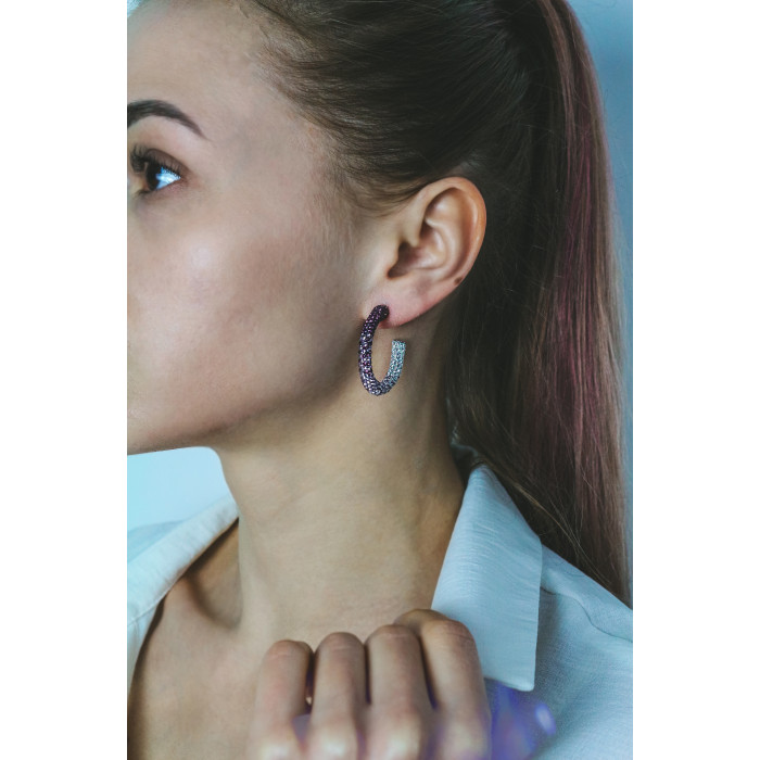 Sky Jewelry Серебряные серьги с россыпью из фианитов  Роскошь