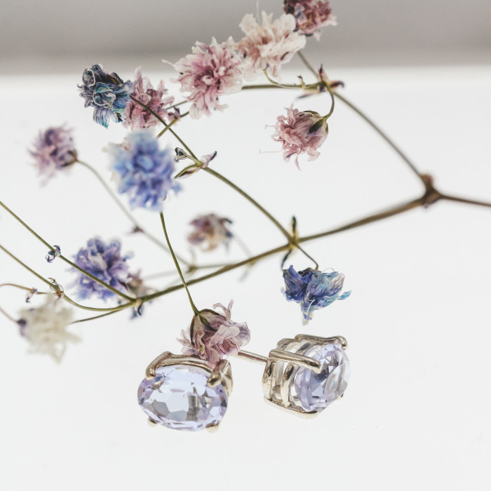 Sky Jewelry Серебряные серьги с камнем иолит    Нежность