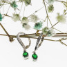 Sky Jewelry Серебряные серьги с изумрудом и фианитами  Летние