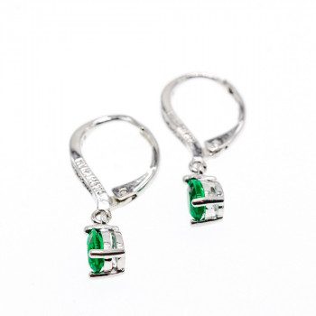 Sky Jewelry Серебряные серьги с изумрудом и фианитами  Летние
