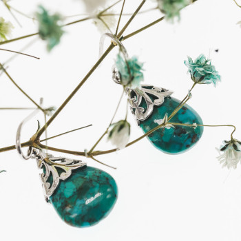 Sky Jewelry Cеребряные серьги с яшмой  Весна