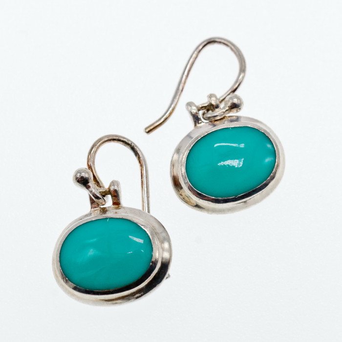 Sky Jewelry Серебряные серьги с бирюзой  Классика