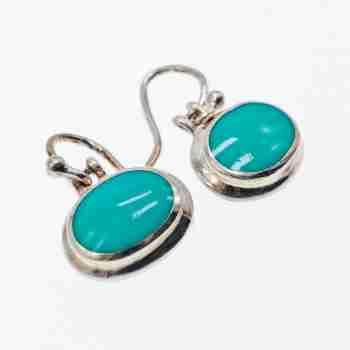 Sky Jewelry Серебряные серьги с бирюзой  Классика