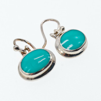 Sky Jewelry Серебряные серьги с бирюзой  Классика