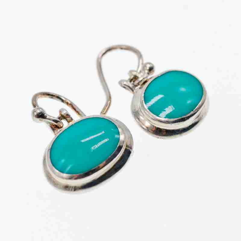 Sky Jewelry Серебряные серьги с бирюзой  Классика