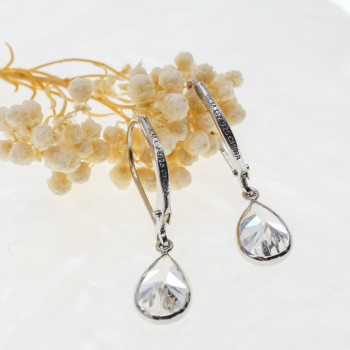 Sky Jewelry Серебряные серьги с фианитом  Минимализм