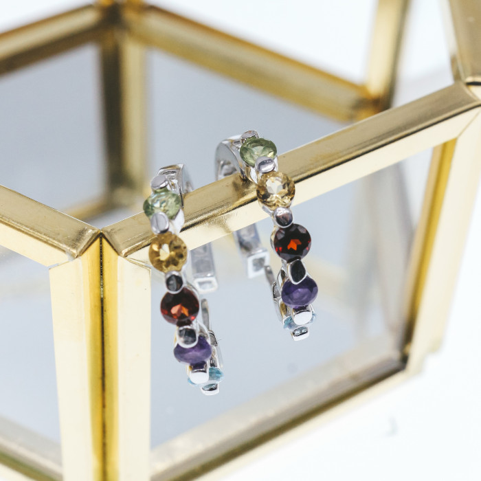 Sky Jewelry Серебряные серьги с натуральными камнями Вселенная