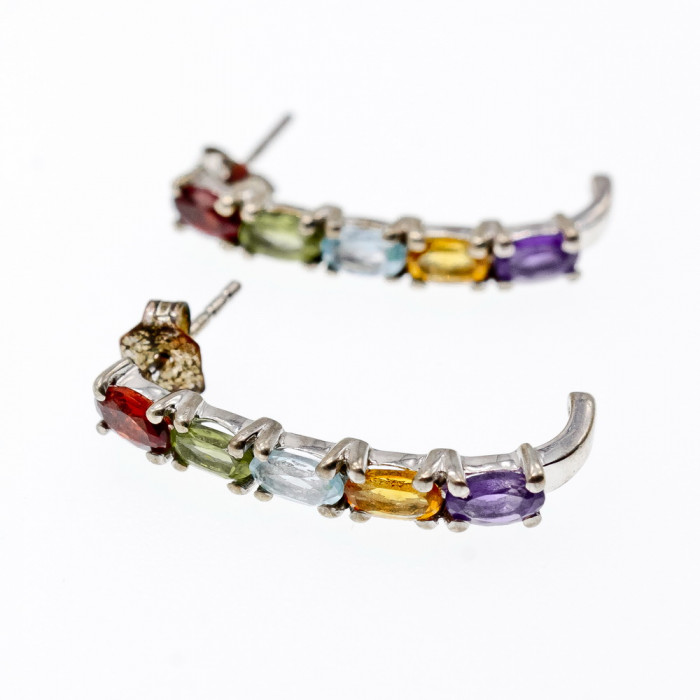 Sky Jewelry Серебряные серьги с натуральными камнями Вселенная