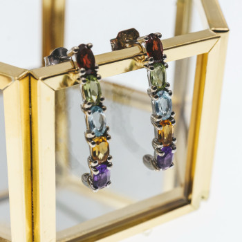 Sky Jewelry Серебряные серьги с натуральными камнями Вселенная