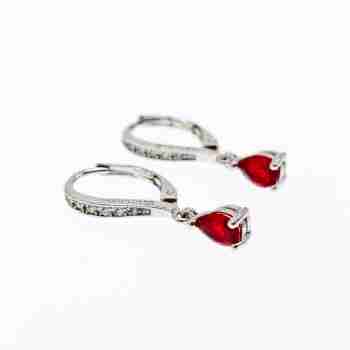Sky Jewelry Серебряные серьги с рубином и фианитами