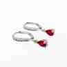 Sky Jewelry Серебряные серьги с рубином и фианитами