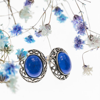 Sky Jewelry Серебряные серьги с агатом  Винтаж