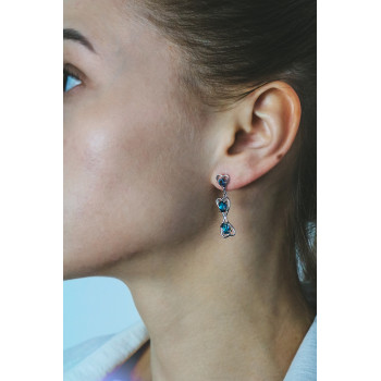 Sky Jewelry Серебряные серьги с аквамарином  Сердца