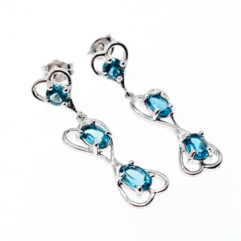 Sky Jewelry Серебряные серьги с аквамарином  Сердца