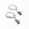 Sky Jewelry Серебряные серьги с сапфиром и фианитами   Капля