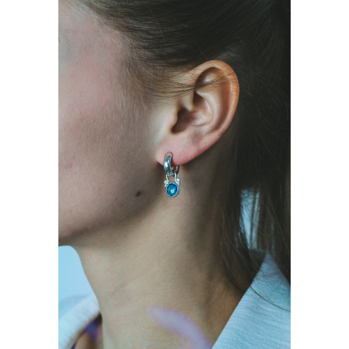 Sky Jewelry Винтажные серебряные серьги с топазом  Грация