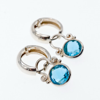 Sky Jewelry Винтажные серебряные серьги с топазом  Грация