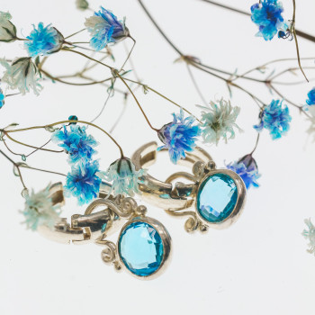 Sky Jewelry Винтажные серебряные серьги с топазом  Грация