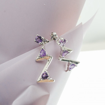 Sky Jewelry Серебряные серьги с турмалином  Молния