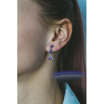 Sky Jewelry Серебряные серьги с турмалином  Молния