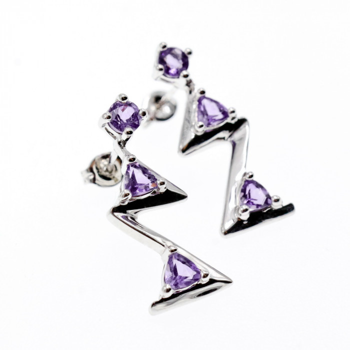 Sky Jewelry Серебряные серьги с турмалином  Молния