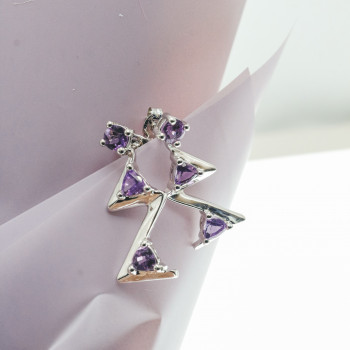 Sky Jewelry Серебряные серьги с турмалином  Молния