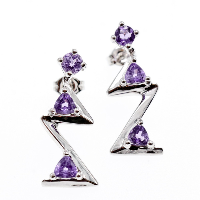 Sky Jewelry Серебряные серьги с турмалином  Молния