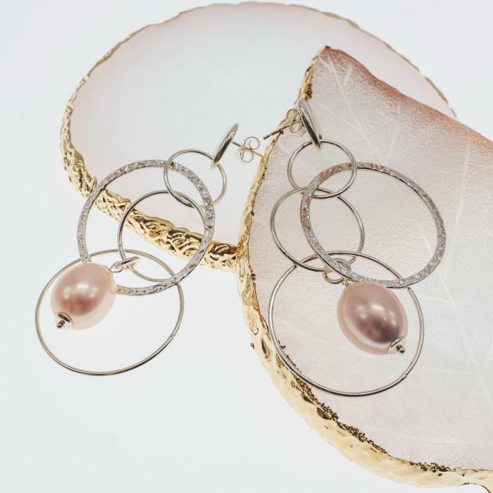 Sky Jewelry Серебряные серьги с жемчугом  Королева