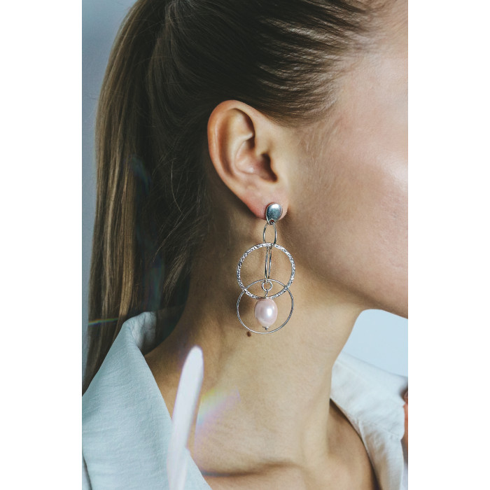 Sky Jewelry Серебряные серьги с жемчугом  Королева