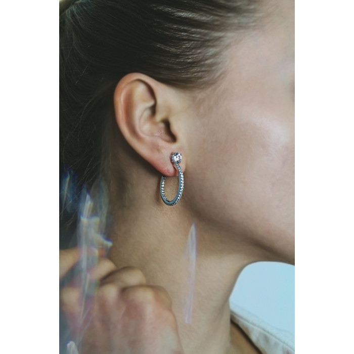 Sky Jewelry Серебряные серьги с фианитами  Гармония