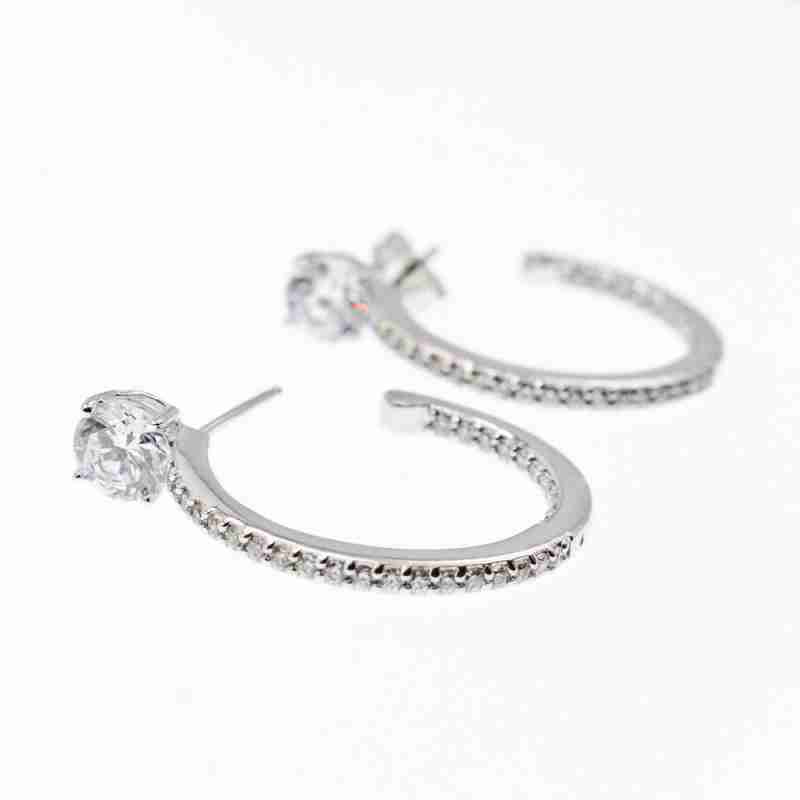 Sky Jewelry Серебряные серьги с фианитами  Гармония