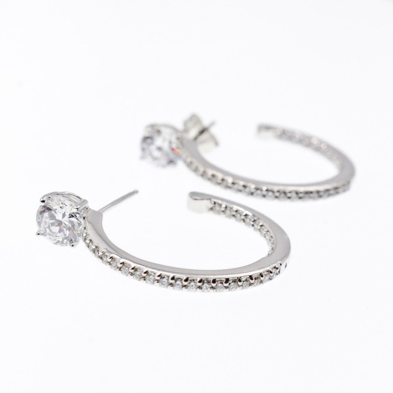 Sky Jewelry Серебряные серьги с фианитами  Гармония