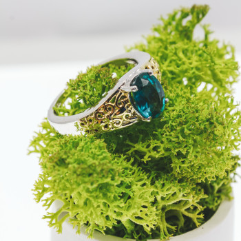 Sky Jewelry Серебряное кольцо с камнем шпинель  Ноты позолоты