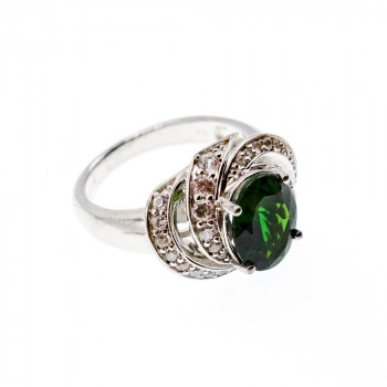 Sky Jewelry Серебряное кольцо с изумрудом и кварцем  Мечта