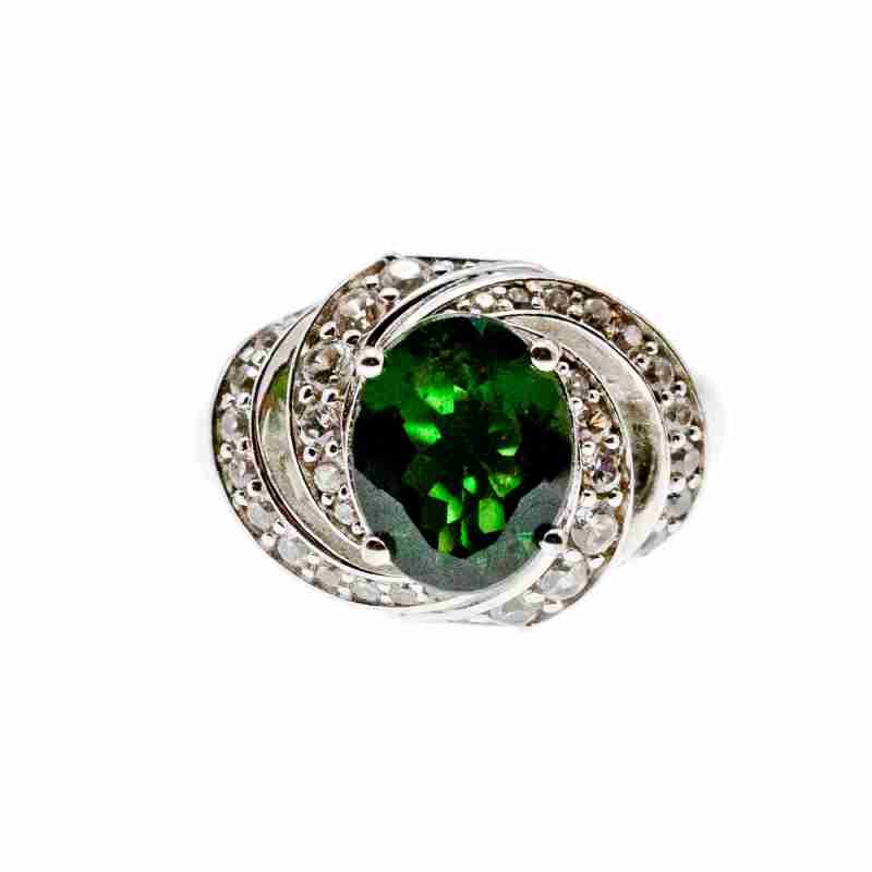 Sky Jewelry Серебряное кольцо с изумрудом и кварцем  Мечта