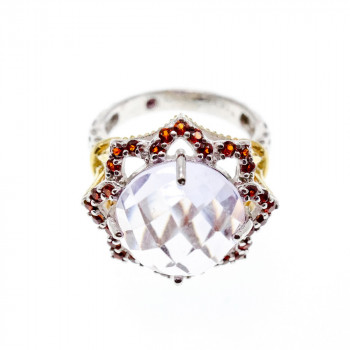 Sky Jewelry Серебряное кольцо с морганитом и гранатом   Цветы