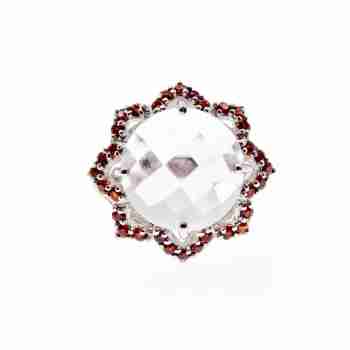 Sky Jewelry Серебряное кольцо с морганитом и гранатом   Цветы