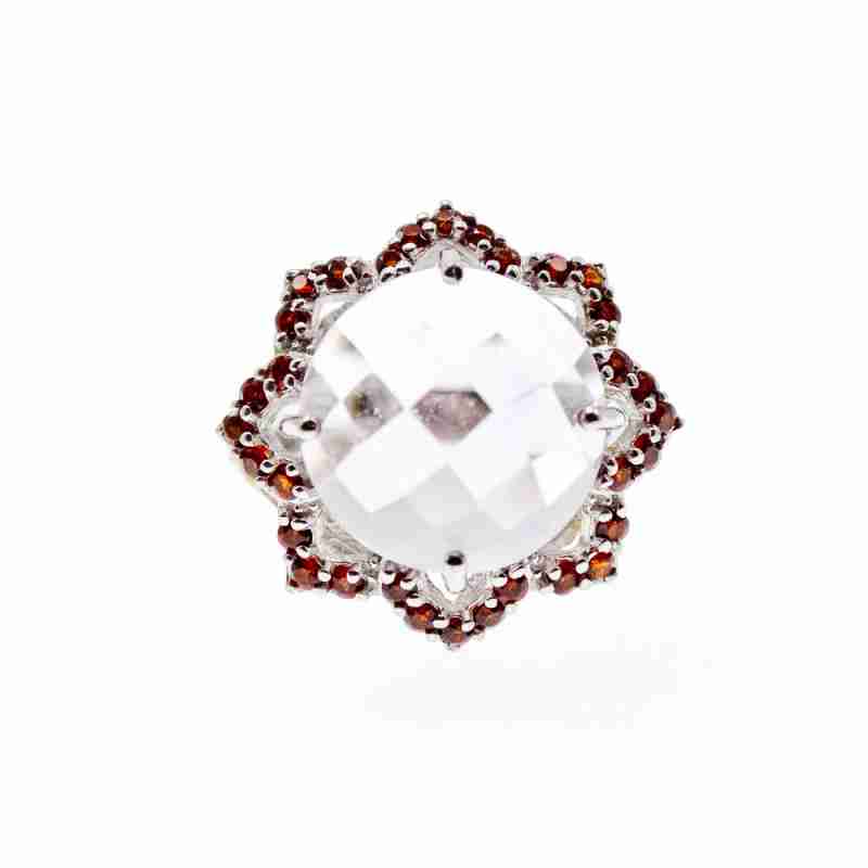 Sky Jewelry Серебряное кольцо с морганитом и гранатом   Цветы