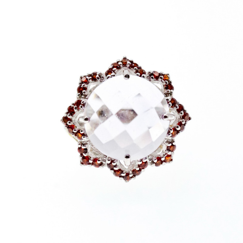 Sky Jewelry Серебряное кольцо с морганитом и гранатом   Цветы