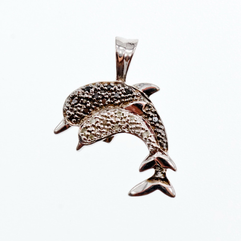 Sky Jewelry Серебряный кулон с камнями шпинель  Дельфин