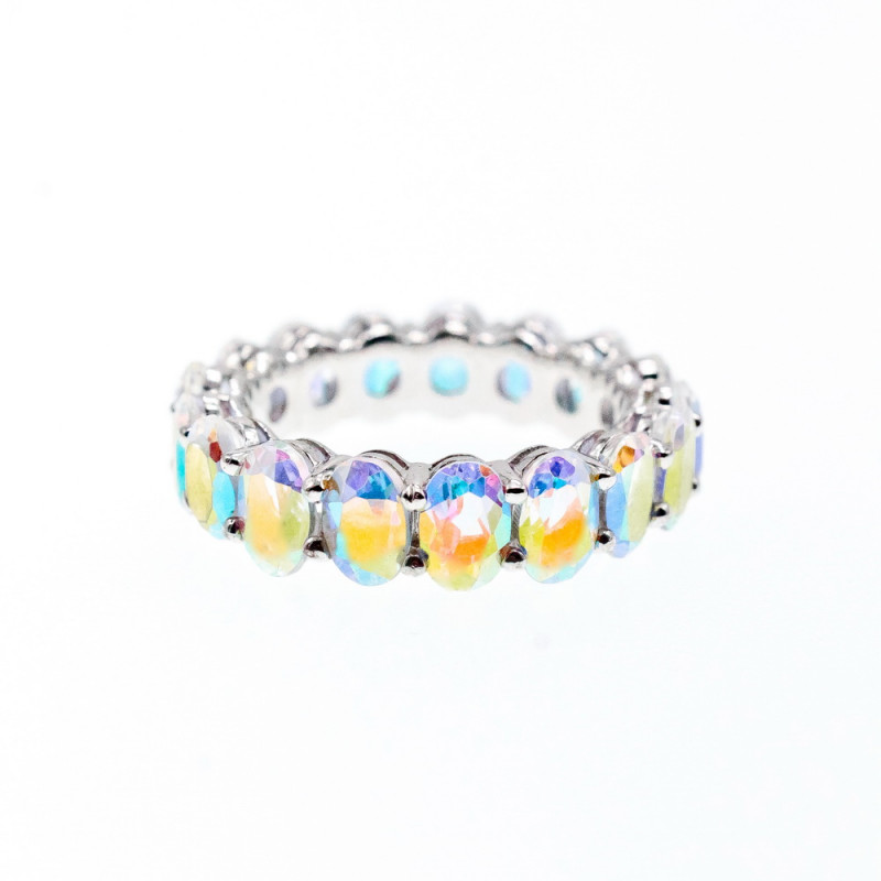 Sky Jewelry Серебряное кольцо с фианитами  Радуга