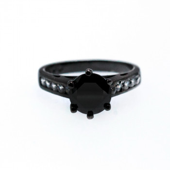 Sky Jewelry Серебряное кольцо со шпинелью и фианитами  Черненое серебро