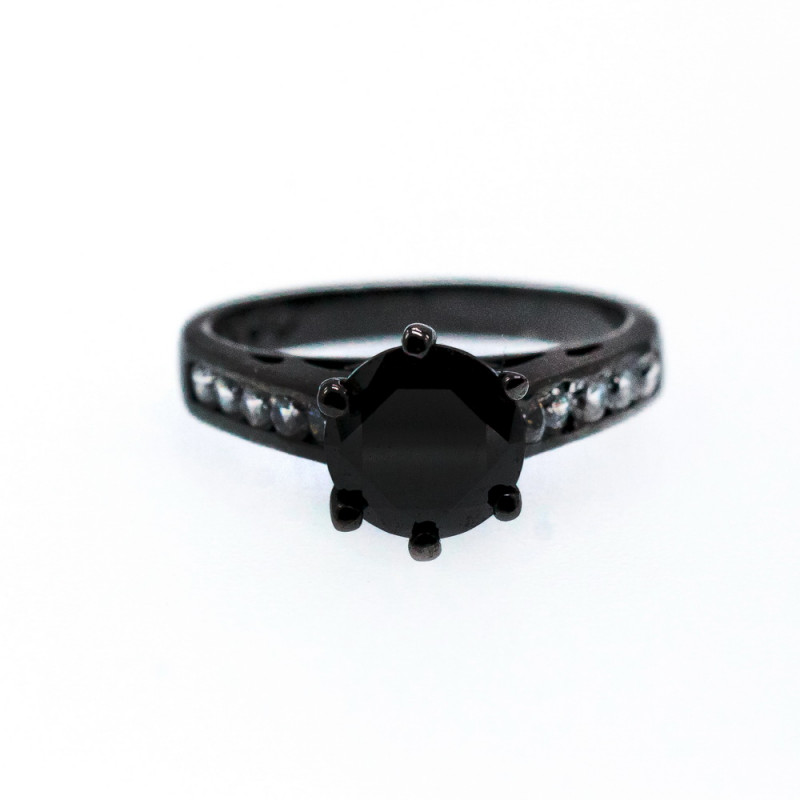 Sky Jewelry Серебряное кольцо со шпинелью и фианитами  Черненое серебро