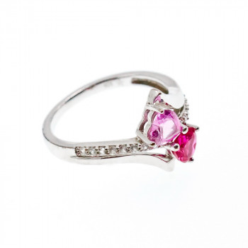 Sky Jewelry Серебряное кольцо с рубином морганитом и кварцем   Сердца