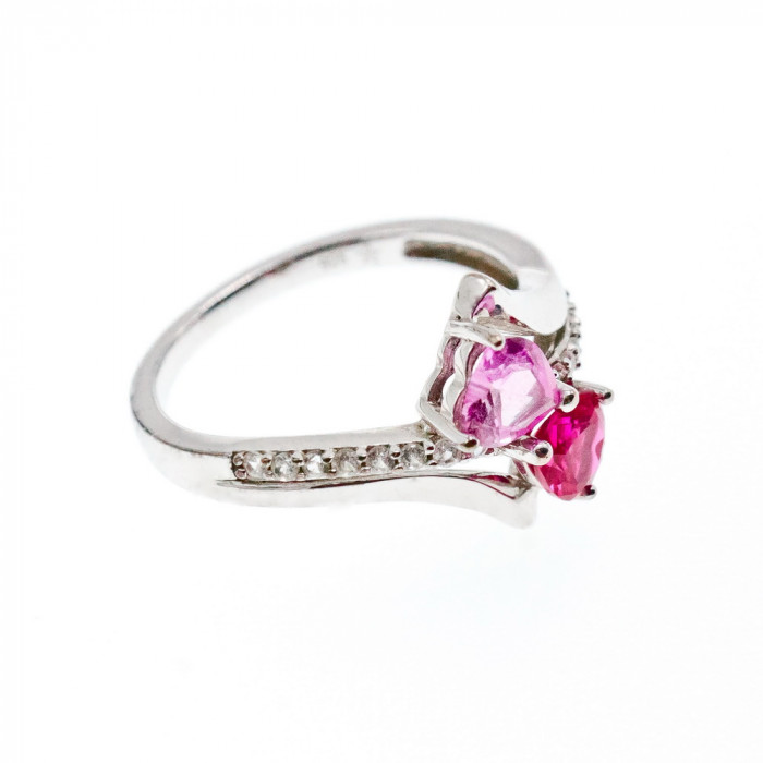 Sky Jewelry Серебряное кольцо с рубином морганитом и кварцем   Сердца